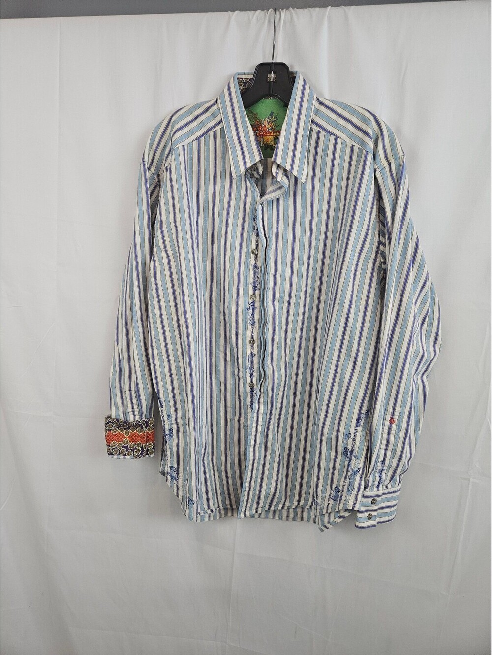 Robert Graham Men's XL Button-Up Striped Shirt Flip Cuff